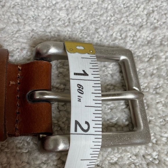 Genuine Leather Brown Substantial Brushed Silver Men's Size 44" Waist Belt - Picture 7 of 12
